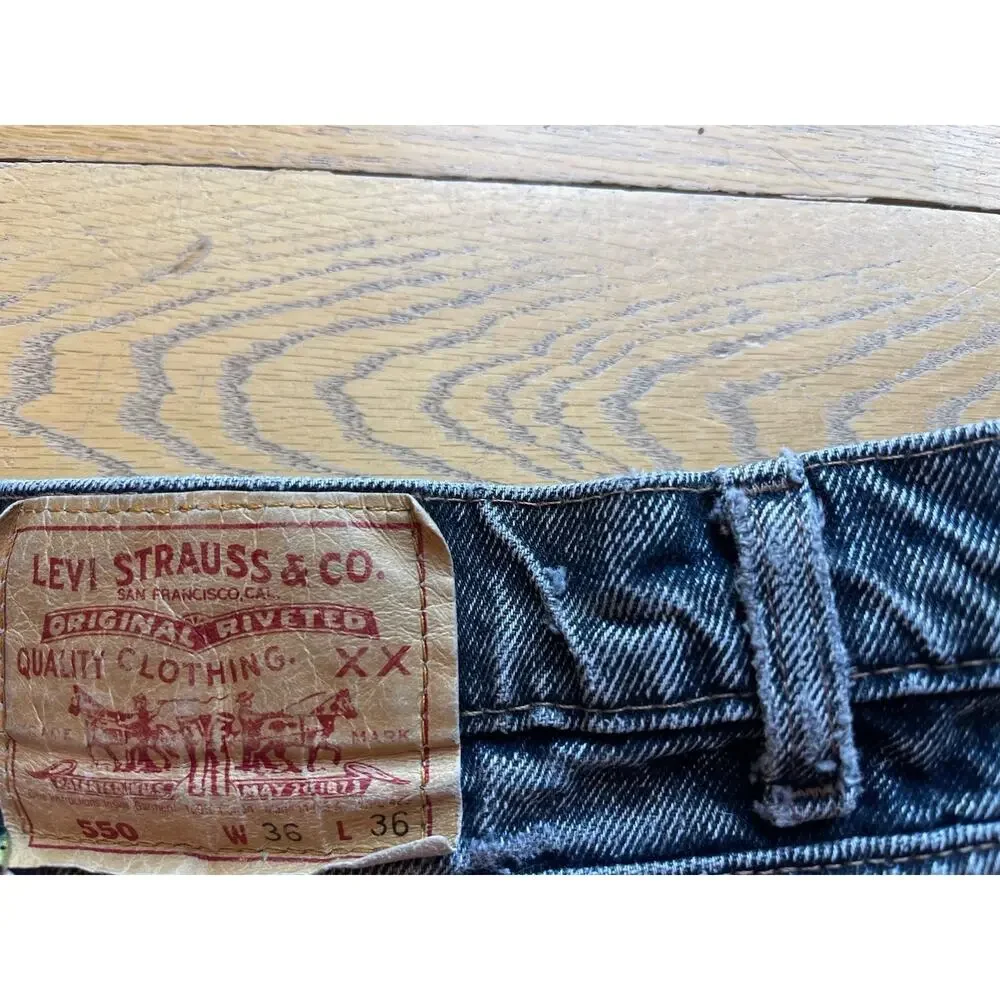 Vintage 1991 USA Levi’s Black Relaxed Fit Jeans W35 L34 Distressed 100% Cotton